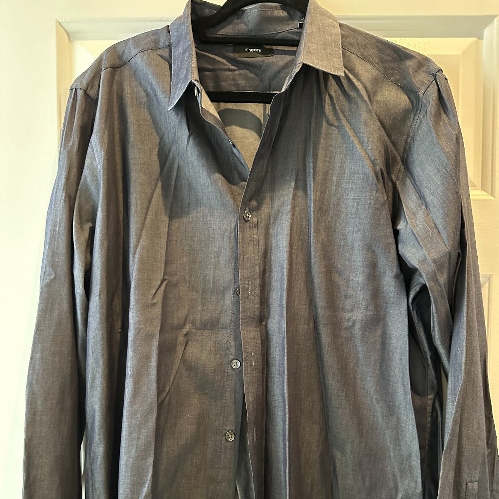Theory Dark Charcoal Button Shirt